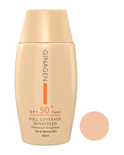 کرم ضد آفتاب رنگی ژیناژن SPF50 پوست خشک و نرمال