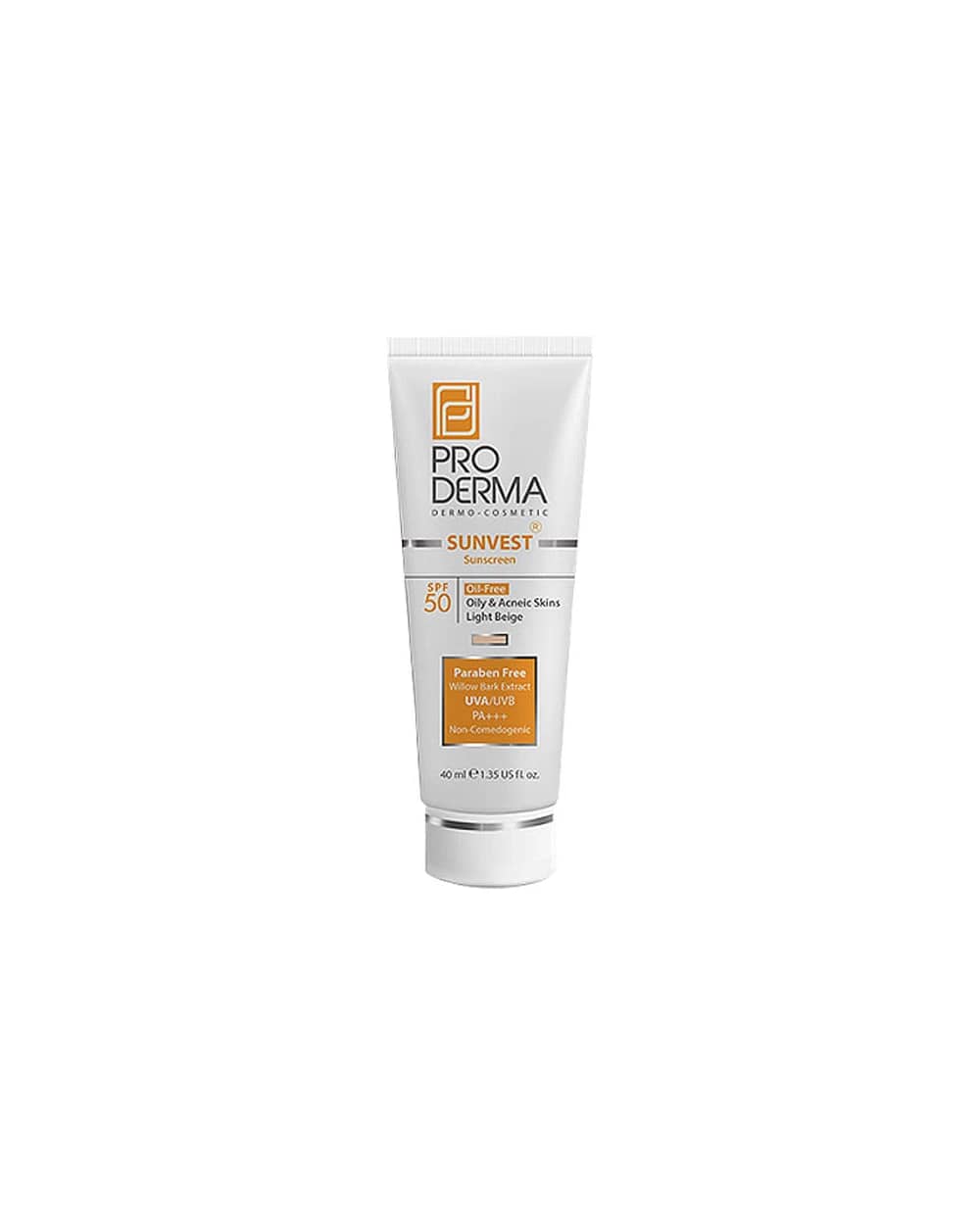 کرم ضد آفتاب رنگی فاقد چربی SPF 50 پرودرما 40ml