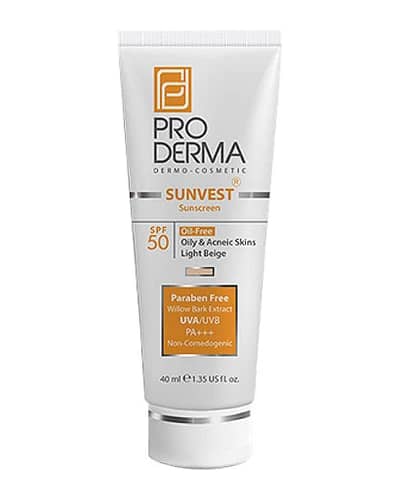 کرم ضد آفتاب رنگی فاقد چربی SPF 50 پرودرما 40ml