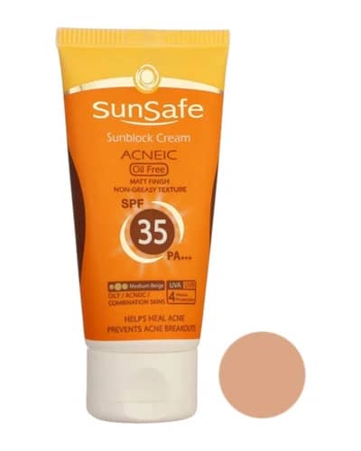 کرم ضد آفتاب رنگی SPF35 سان سیف پوست های چرب و آکنه ای
