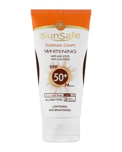کرم ضد آفتاب روشن کننده سان سیف spf50 بژ روشن