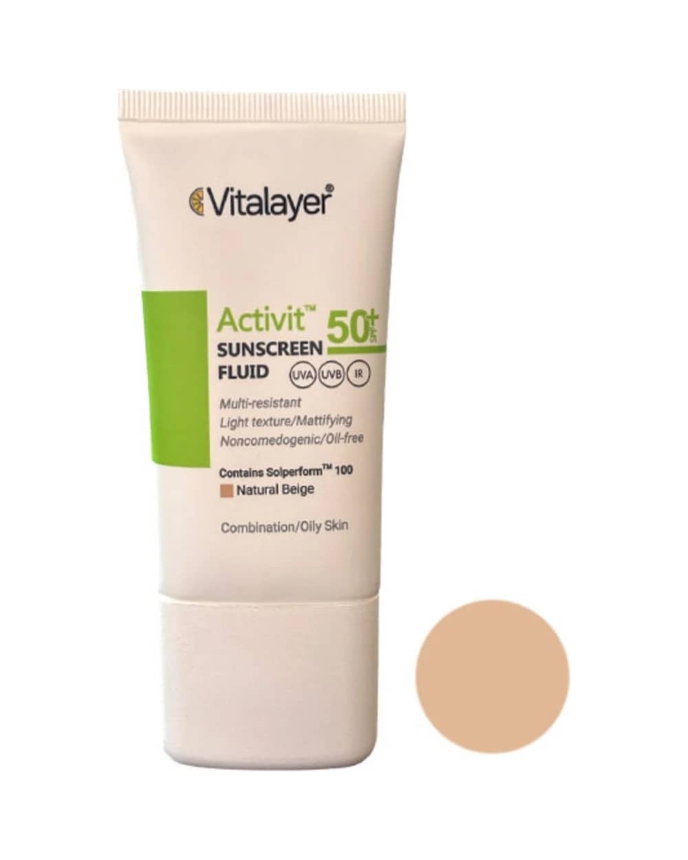 فلوئید ضد آفتاب رنگی پوست چرب Activit SPF50 ویتالیر 50ml