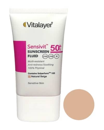 فلوئید ضدآفتاب ویتالایر spf50 پوست حساس (بژ طبیعی)