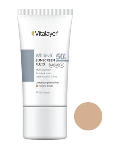 فلوئید ضد آفتاب و ضد لک رنگی Whitevit SPF50 ویتالیر 50ml