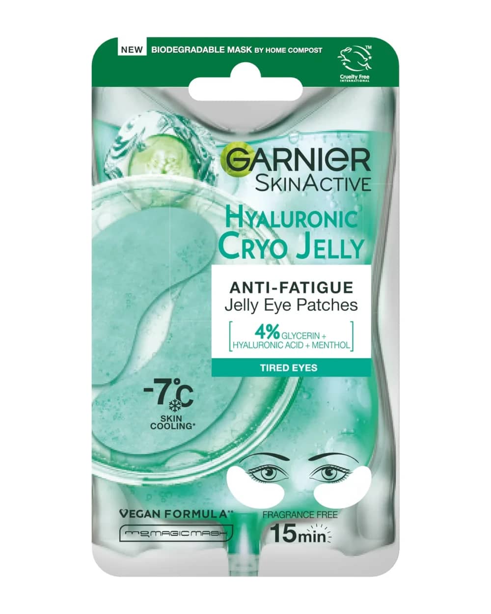 Garnier Cryo Jelly Cerotti Contorno Occhi Anti-fatica con Acido Ialuronico e Cetriolo