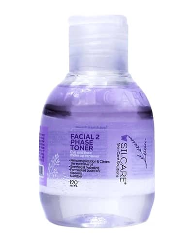 تونر دو فاز پاک کننده آرایش چشم و صورت سیلکر 120ml