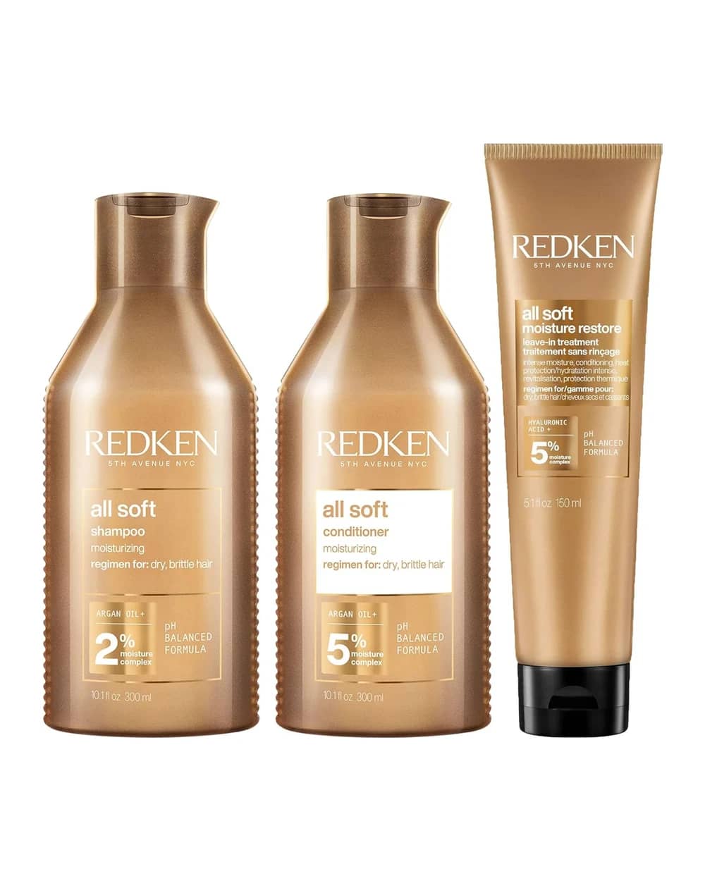 Redken All Soft Shampoo, Conditioner and Leave-in Routine for Dry Hair