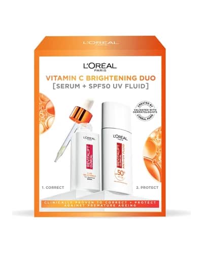 L'Oréal Paris Cofanetto Revitalift Siero Viso alla Vitamina C Pura e Fluido Viso Invisibile SPF 50+
