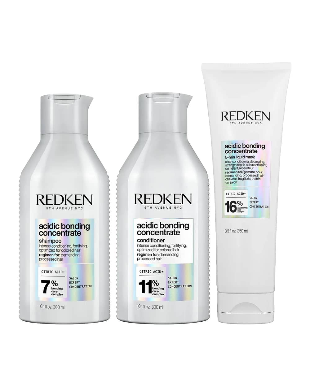 Redken Acidic Bonding Concentrate Shampoo, Conditioner and 5-Minute Liquid Hair Mask Bond Repair Bundle