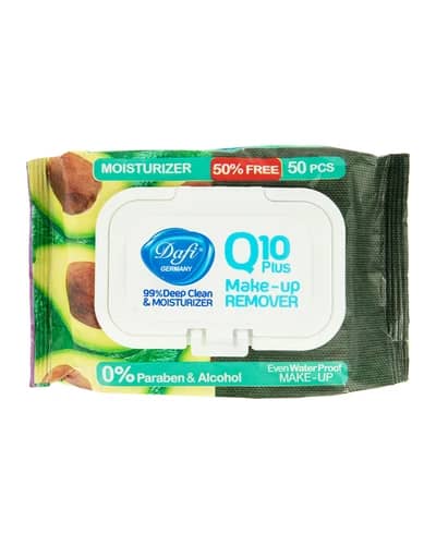 دستمال مرطوب پاک کننده آرایش Q10 عصاره آووکادو دافی