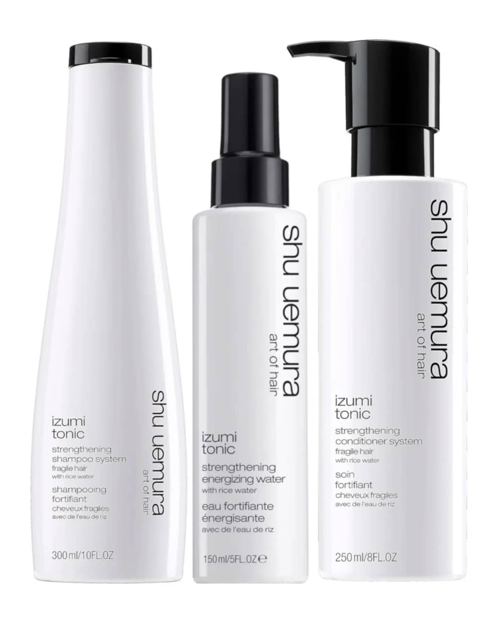 Shu Uemura Art of Hair Izumi Tonic Rice Water Shampoo, Conditioner and Hair Tonic Water Routine
