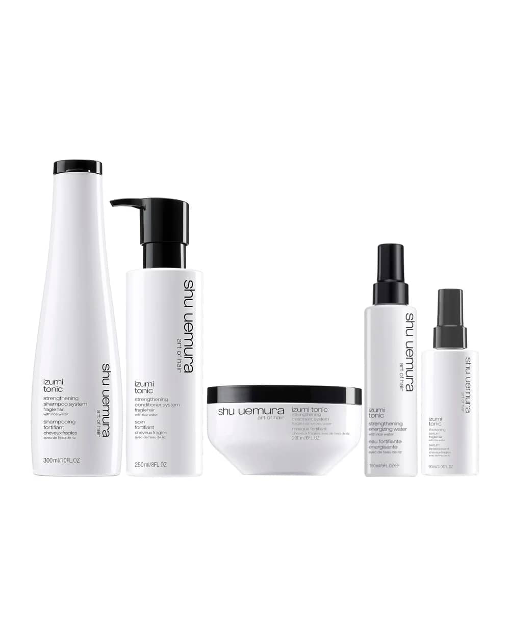Shu Uemura Art of Hair Izumi Tonic Rice Water Shampoo, Conditioner, Hair Mask, Serum and Tonic Water Routine