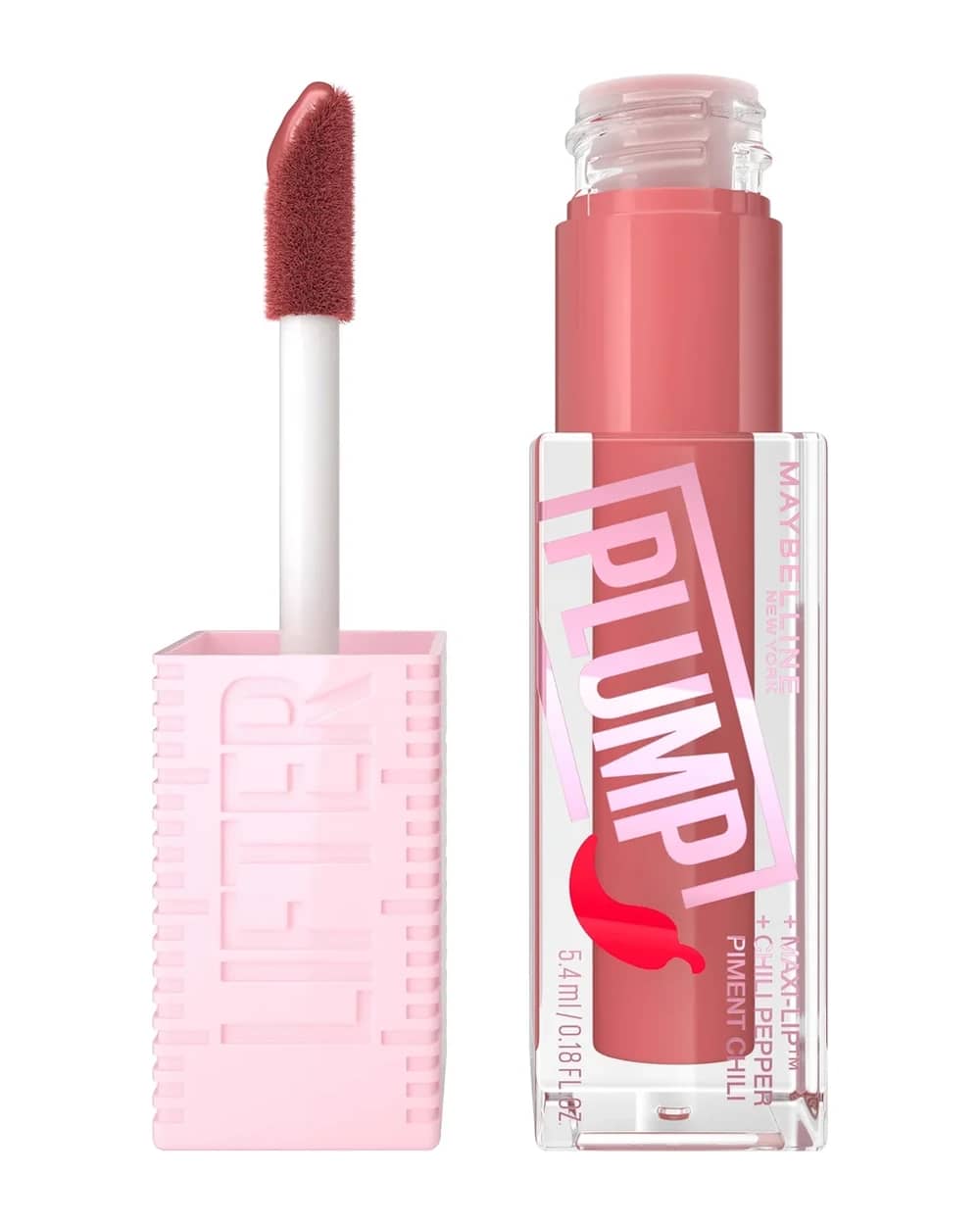 Maybelline Lifter Gloss Plumping Lip Gloss idratazione prolungata formula con acido ialuronico e peperoncino (varie tonalità)