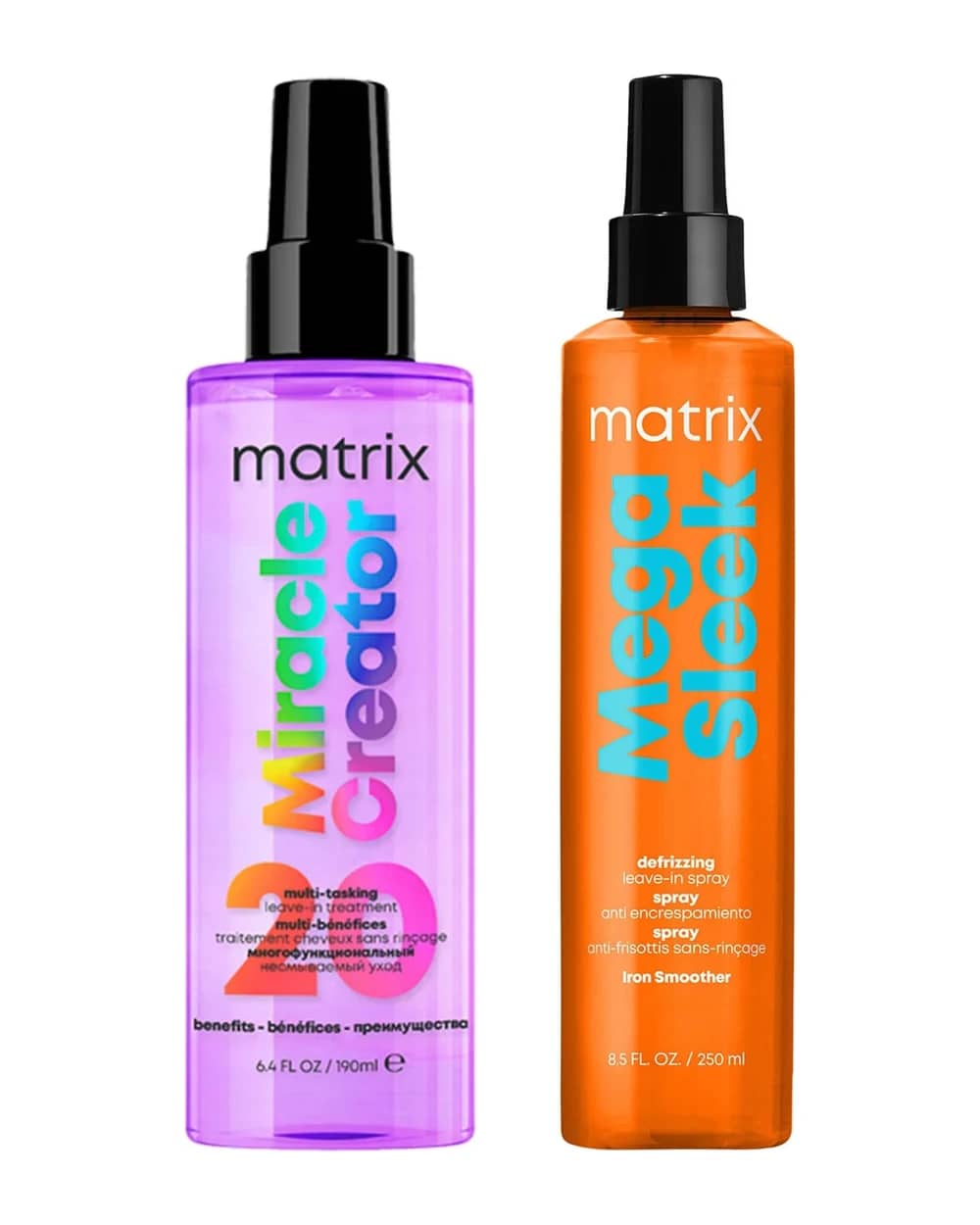 Matrix Mega Sleek Iron Smoother For Anti-Frizz and Humidity Protection + Miracle Creator 20 Benefits Hair Treatment Spray Bundle