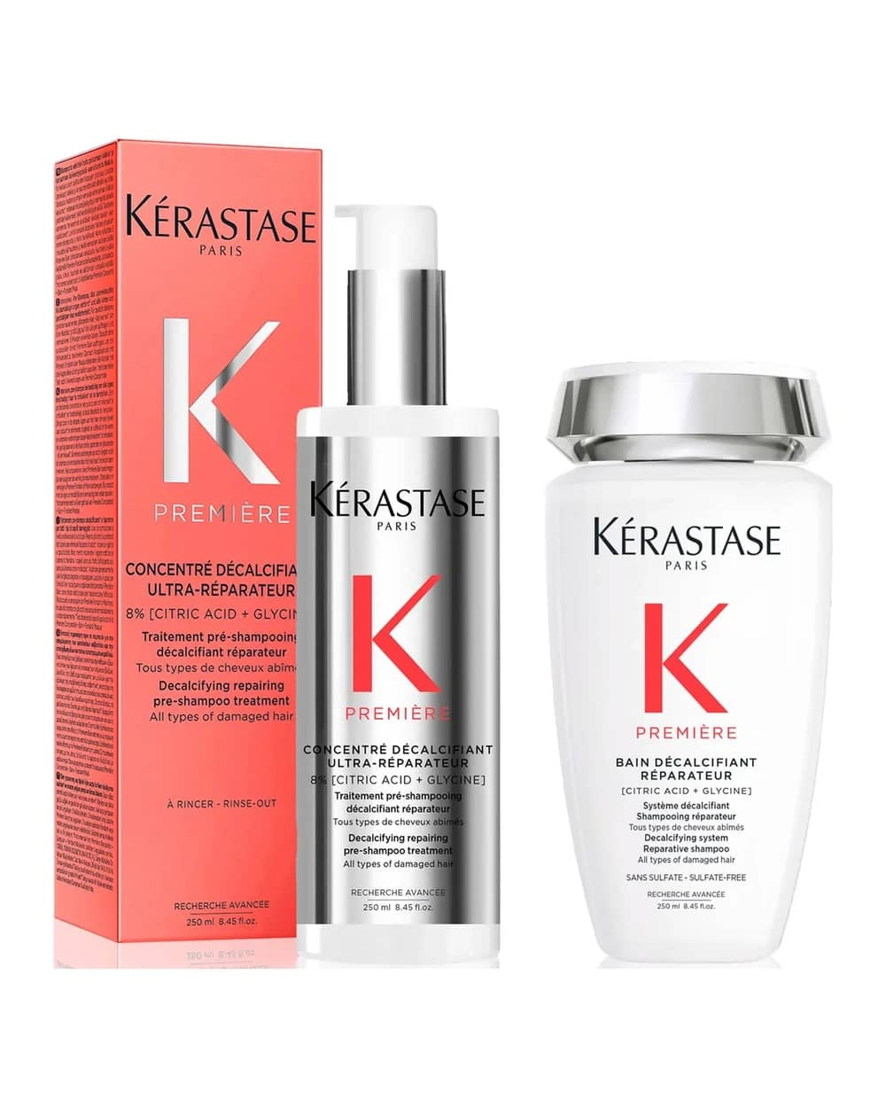Kérastase Première Decalcifying Repairing Pre-Shampoo and Shampoo for Damaged Hair with Pure Citric Acid and Glycine