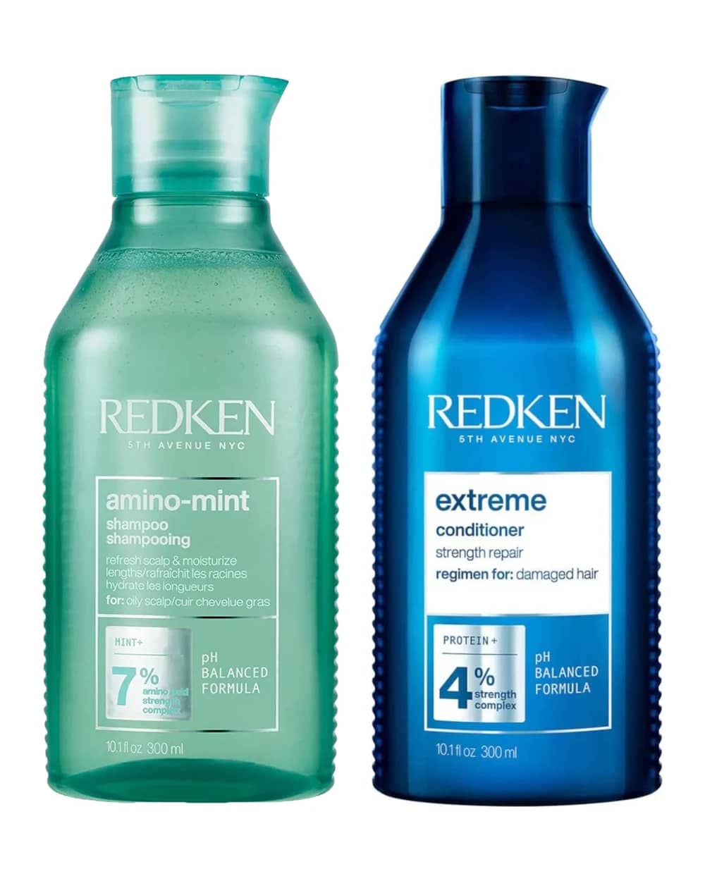 Redken Amino Mint Scalp Cleansing for Greasy Hair Shampoo and Extreme Damage Repair Conditioner Bundle