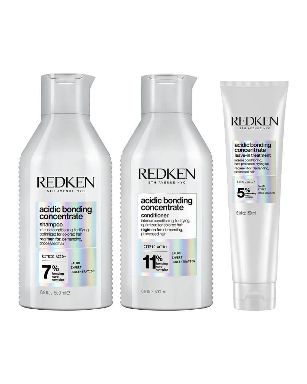Redken Acidic Bonding Concentrate Shampoo 500ml, Conditioner 500ml and Leave-in Treatment 150ml Bond Repair Supersize Bundle