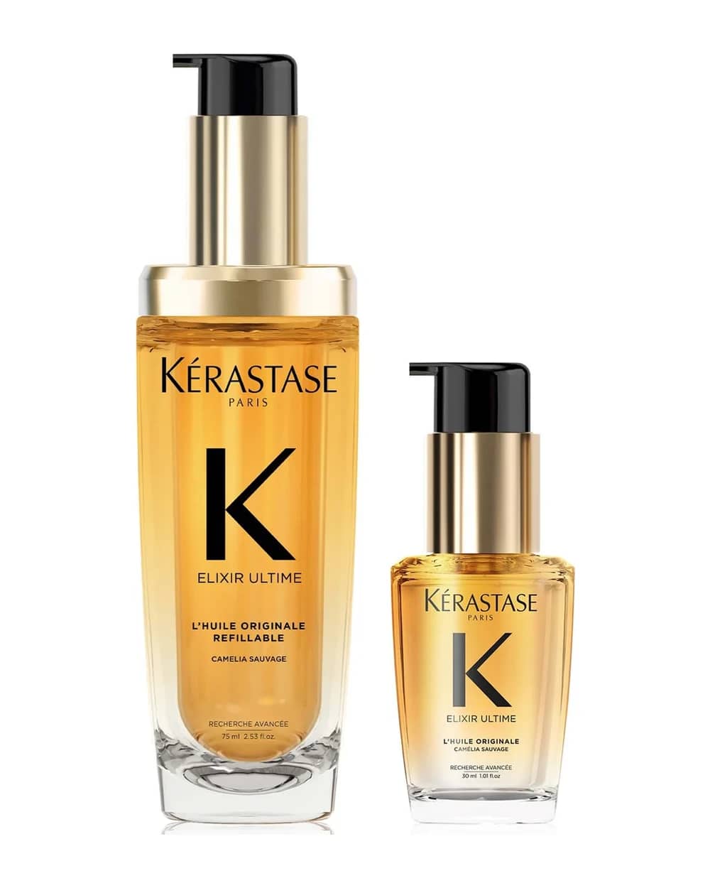 Kérastase Elixir Ultime L'Huile Originale Hair Oil 75ml and Elixir Ultime Hair Oil 30ml Travel Size Duo for All Hair Types