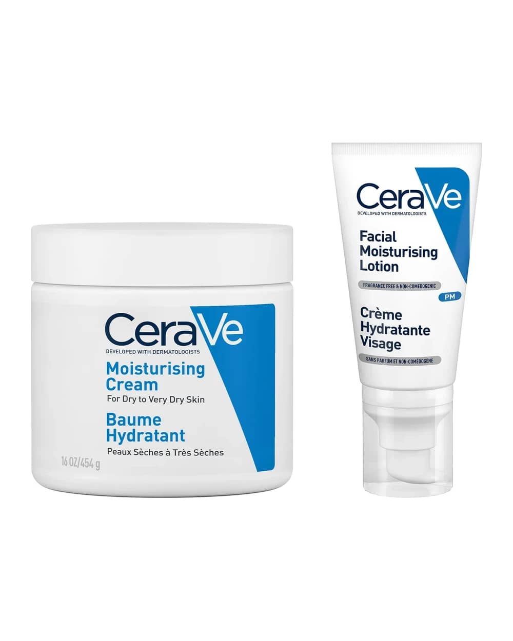 CeraVe Evening Moisturising Routine for Dry Skin, Face and Body Moisturiser with Hyaluronic Acid