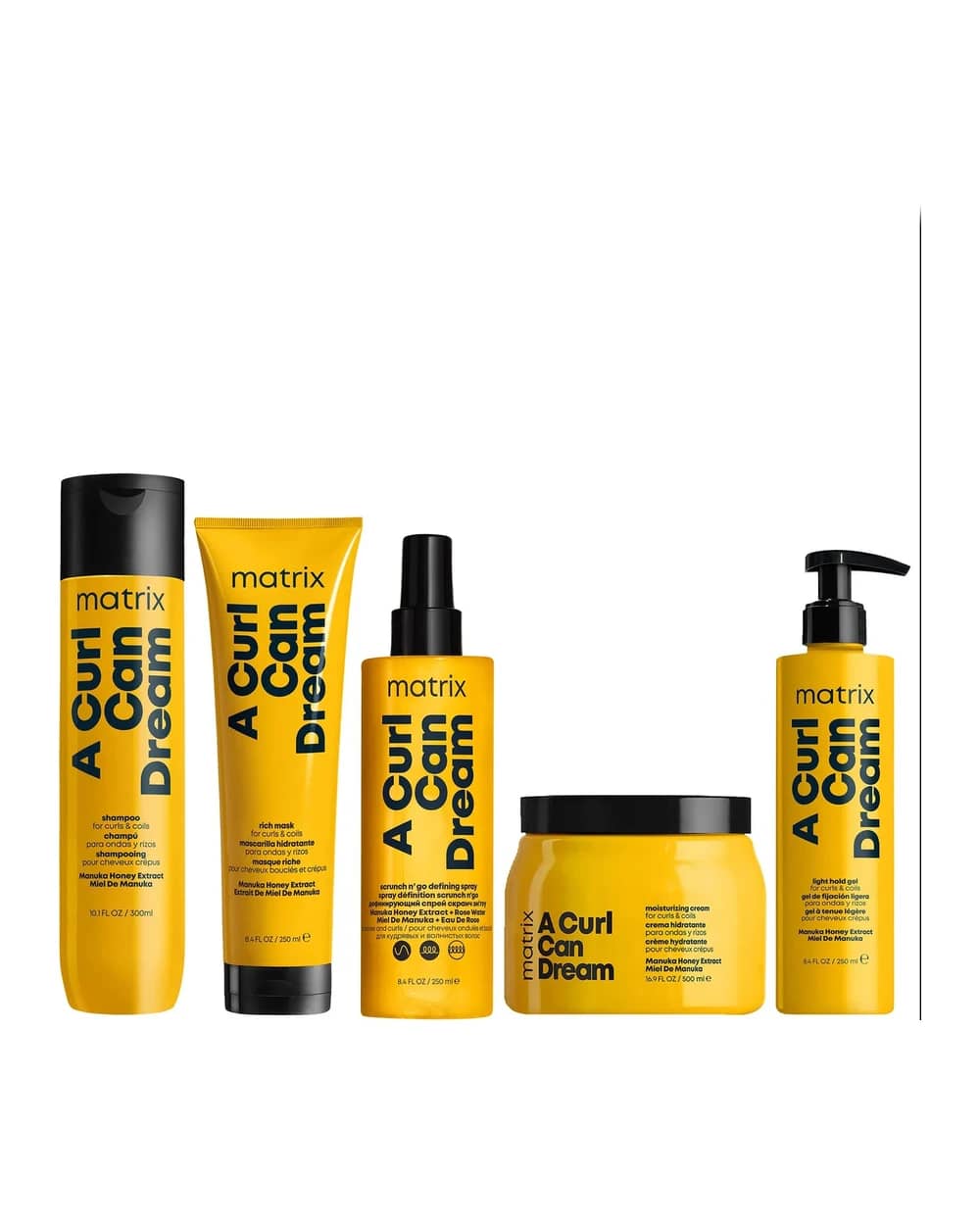 Matrix A Curl Can Dream Shampoo Hair Mask Moisturising Cream Light Hold Gel and Defining Spray for Wavy and Curly Hair