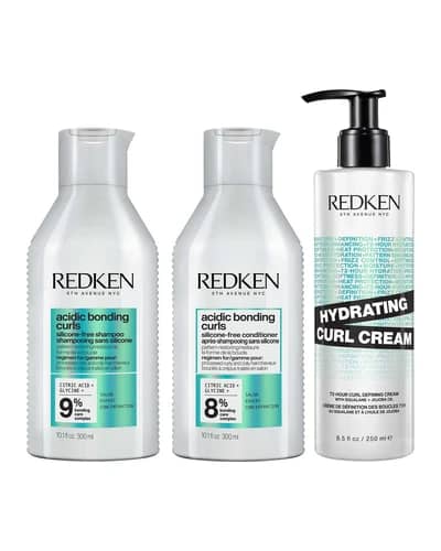 Redken Acidic Bonding Curls Shampoo Conditioner and Hydrating Curl Cream for Restoring Damaged Curls and Coils