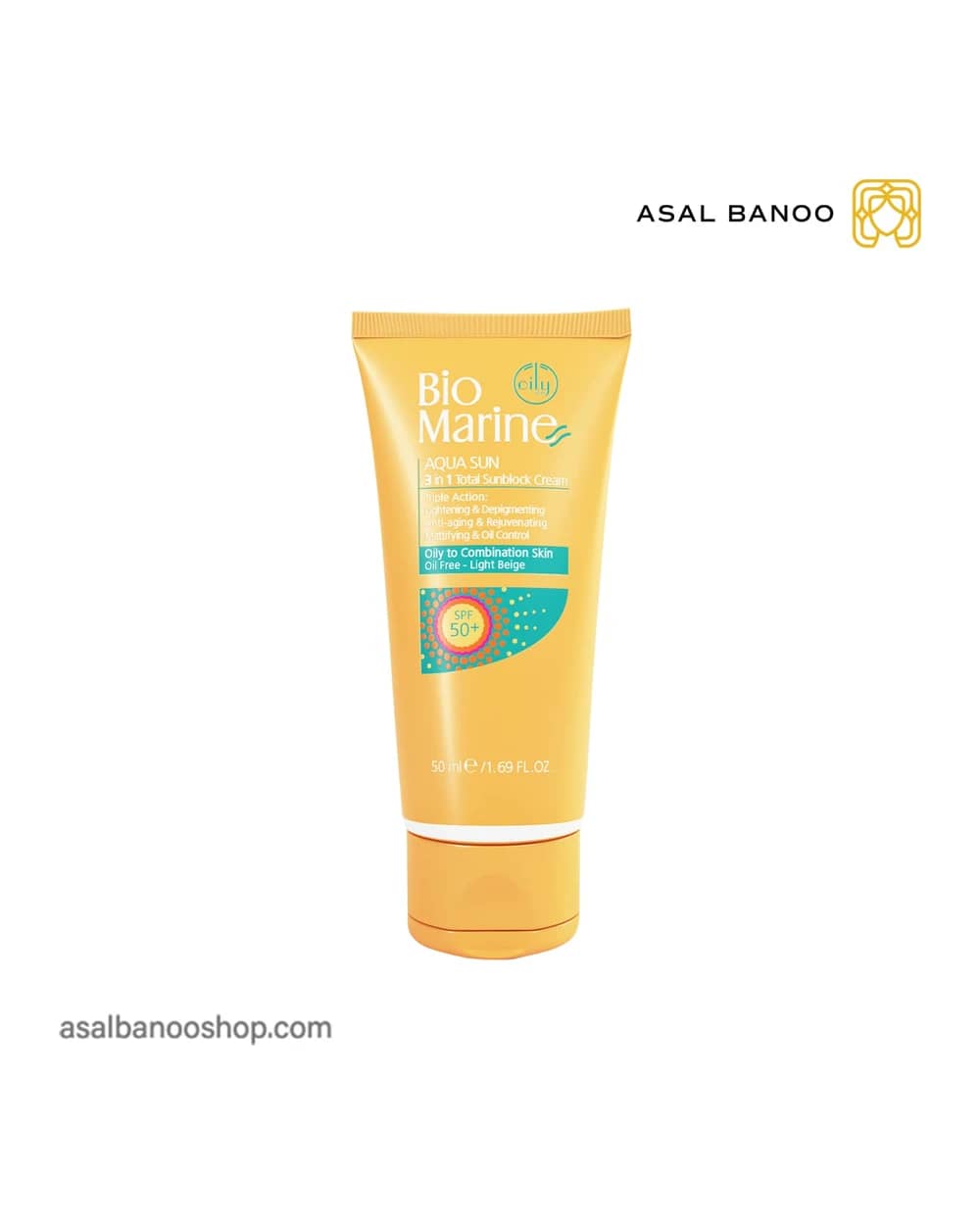 ضدآفتاب رنگی +spf50 بایو مارین پوست چرب و مختلط