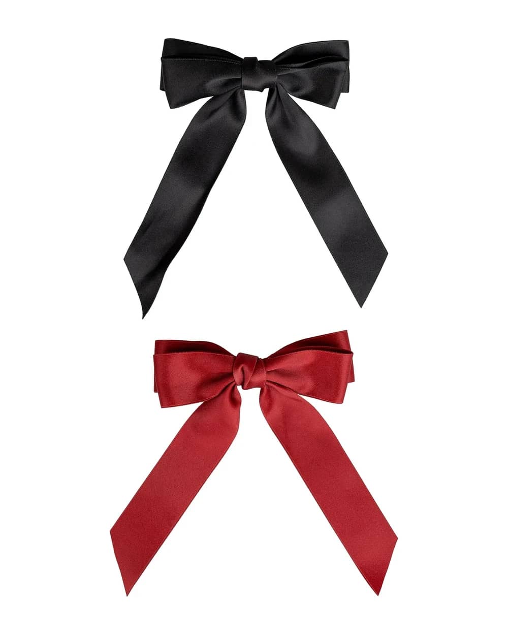 brushworks Satin Hair Bow Duo – Red and Black