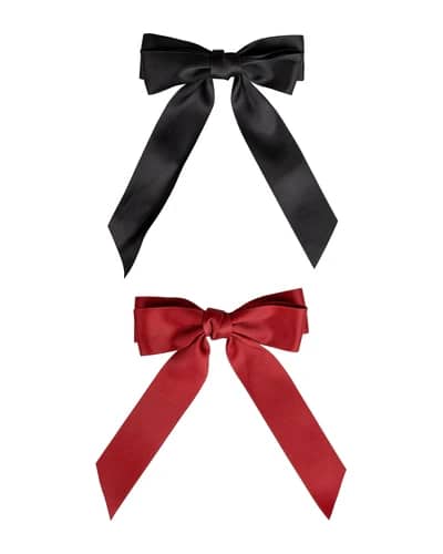 brushworks Satin Hair Bow Duo – Red and Black