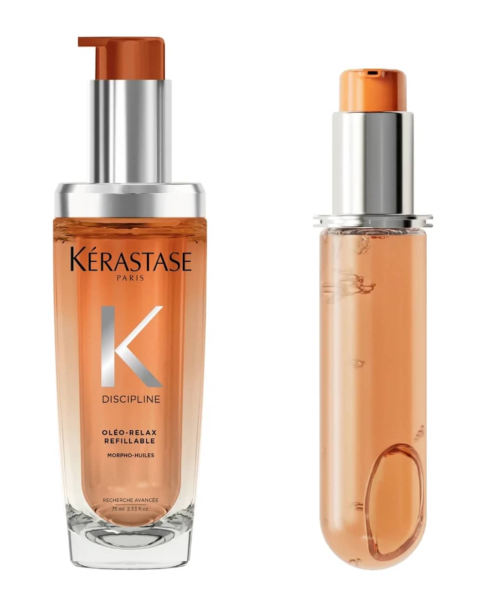 Kérastase Oleo-Relax Morpho Huile Refillable Hair Oil and Refill Capsule, for Dry and Frizz-prone Hair with Marula Oil 75ml
