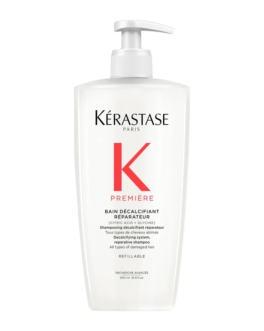 Kérastase Première Shampoo Decalcifying & Repairing Refillable Bottle for Damaged Hair with Pure Citric Acid and Glycine 500ml