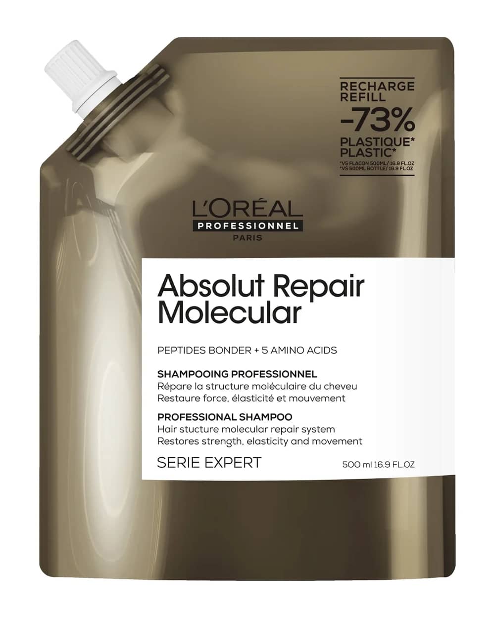 L'Oréal Professionnel Absolut Repair Molecular Shampoo Refill Pack 500ml for Damaged Hair