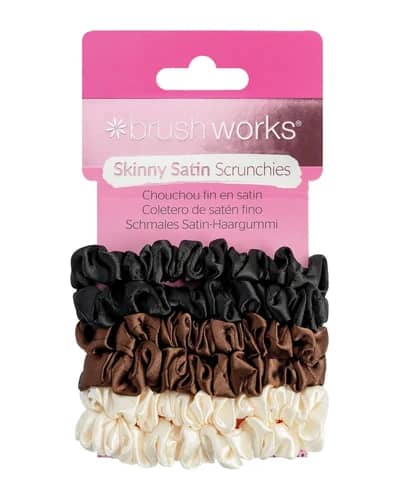 brushworks Skinny Satin Scrunchies - 6 Pack