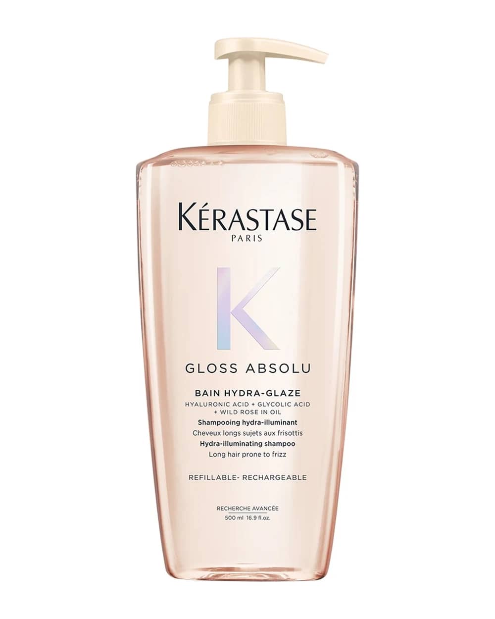Kérastase Gloss Absolu Refillable Shampoo with Glycolic Acid, Hyaluronic Acid and Wild Rose in Oil 500ml