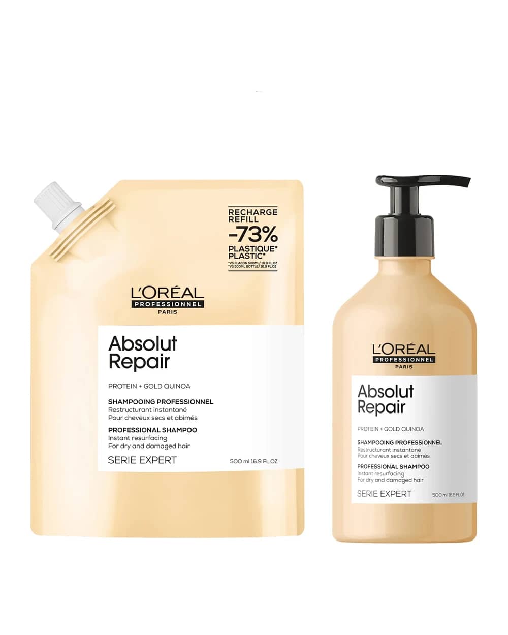 L’Oréal Professionnel Absolut Repair Shampoo 500ml and Refill Pack 500ml for dry & damaged hair