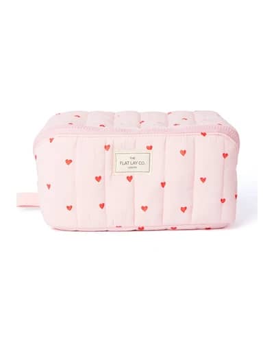 The Flat Lay Co. Marshmallow Flat Lay Makeup Box Bag - Sweet Pink Hearts