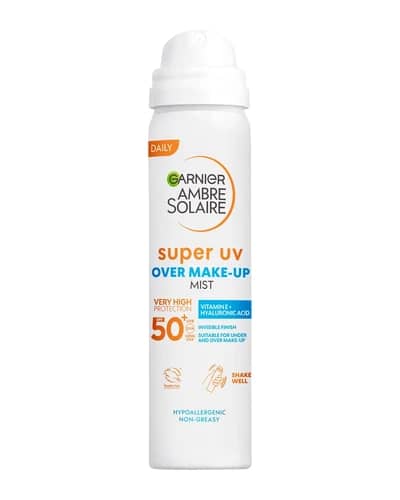 Garnier Ambre Solaire Over Makeup Super UV Protection Mist SPF50+ With Hyaluronic Acid And Vitamin E, 75ml