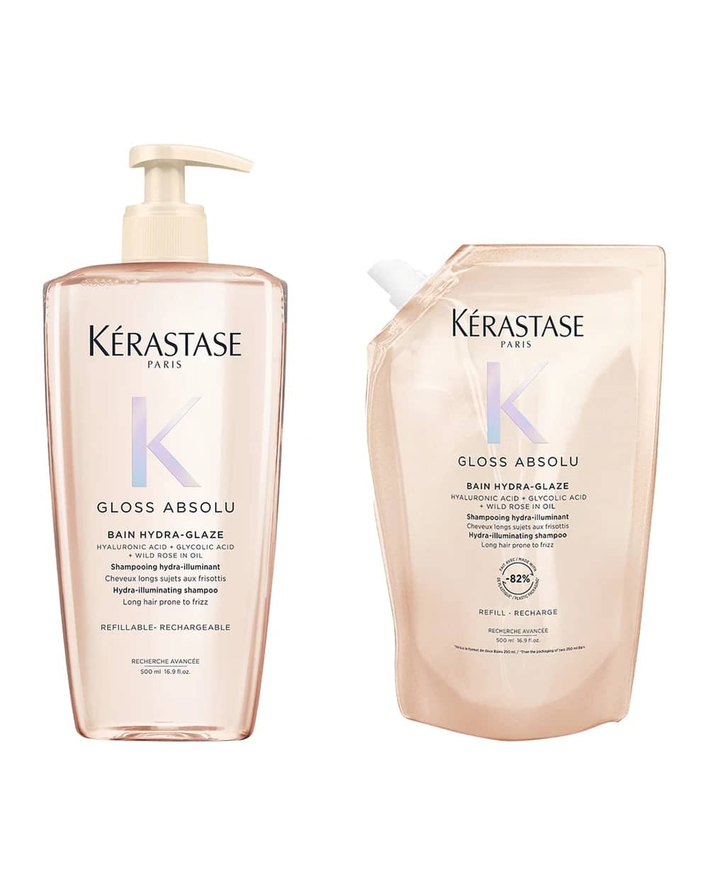 Kérastase Gloss Absolu Shampoo 500ml and Refill Pouch Bundle