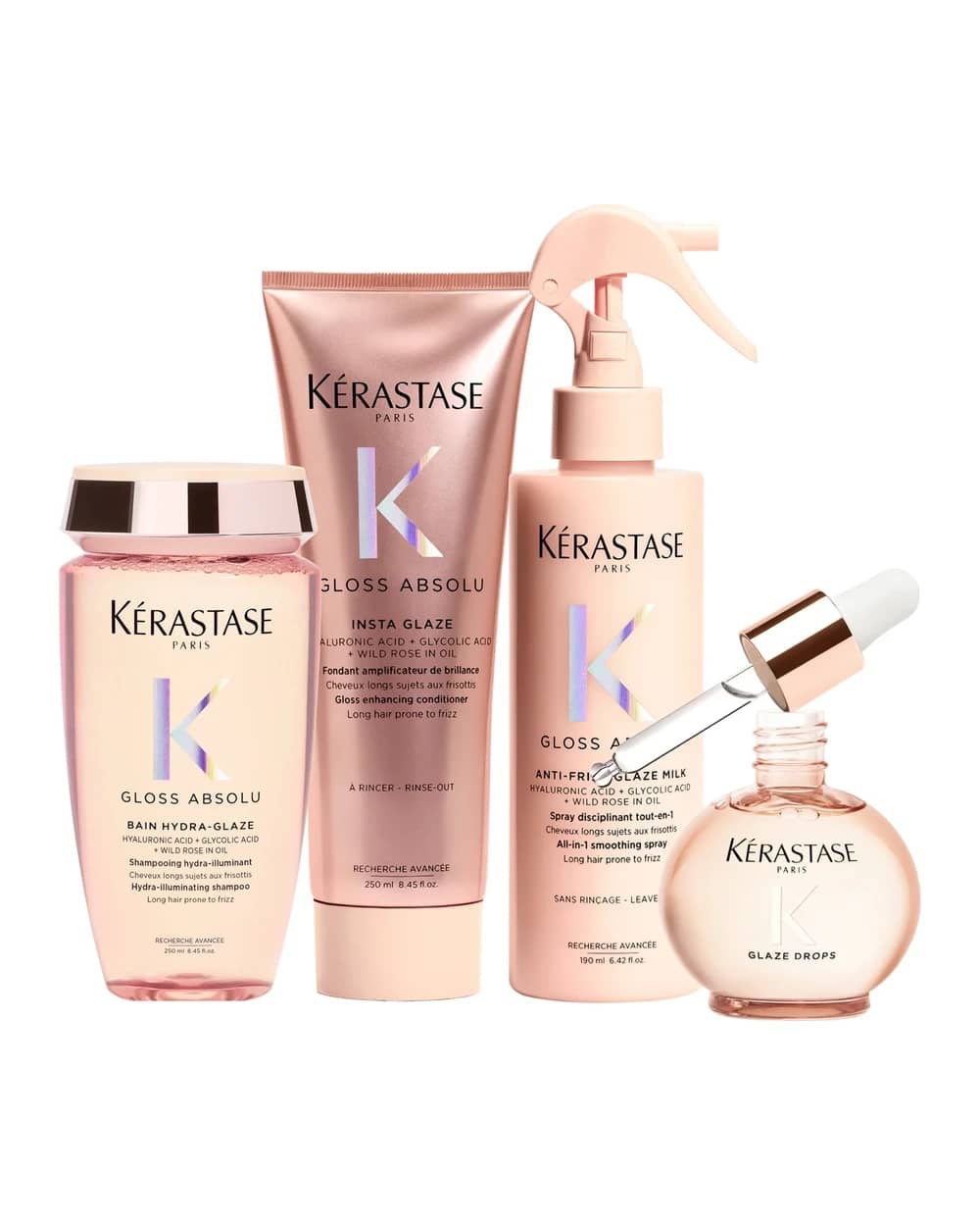 Kérastase Gloss Absolu Shampoo, Conditoner, Milk and Oil Bundle