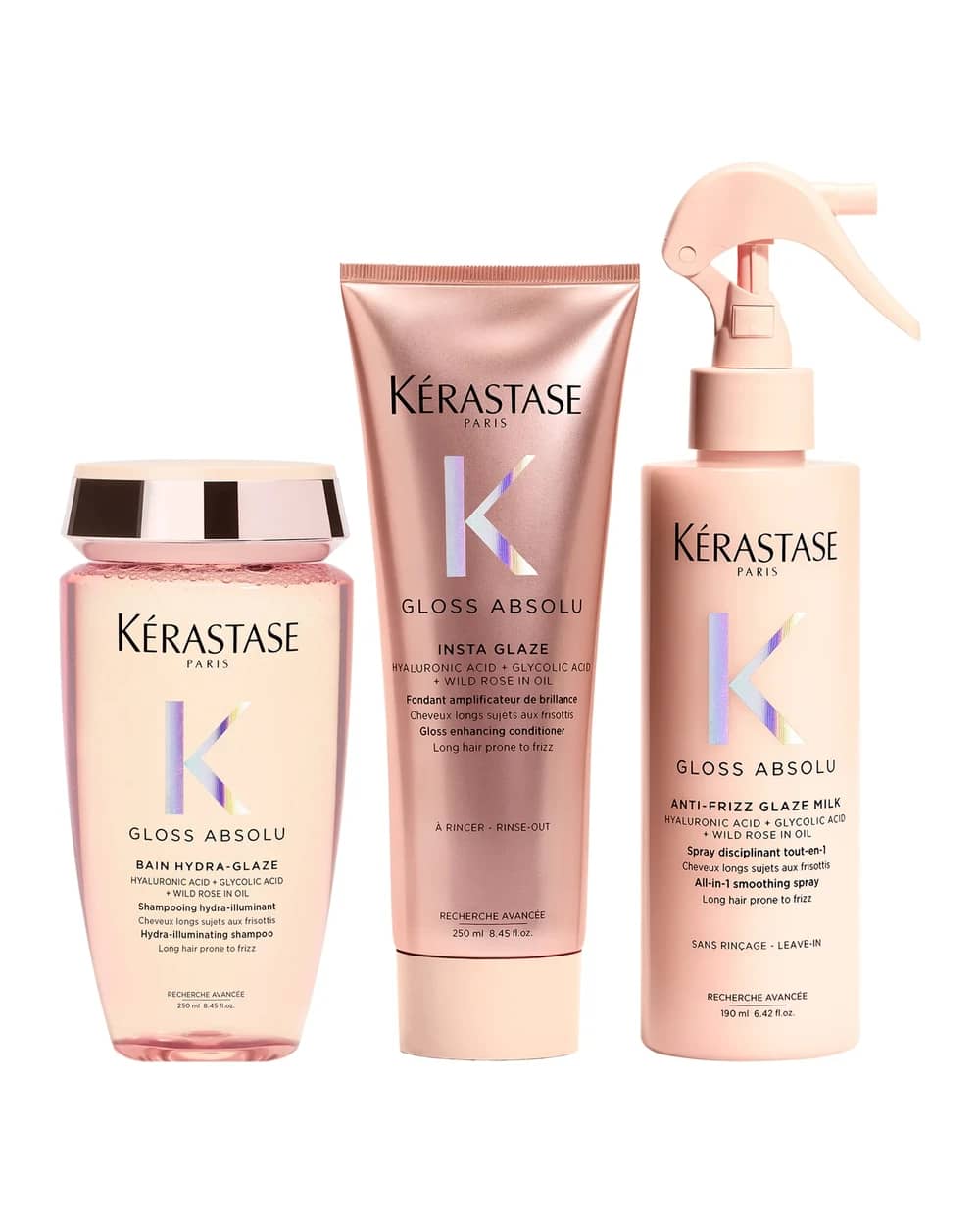Kérastase Gloss Absolu Shampoo, Conditoner and Milk Bundle