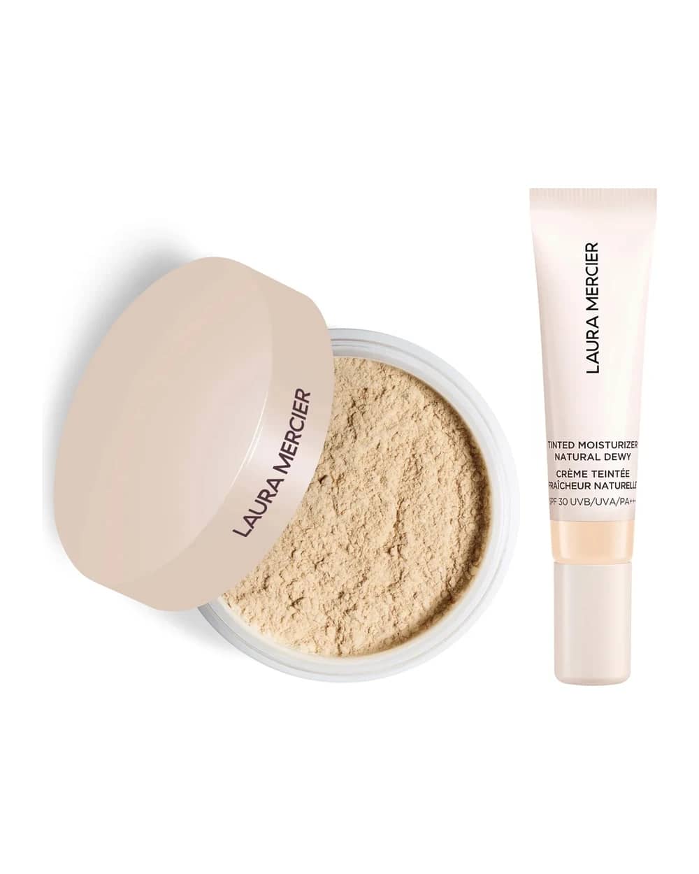 Laura Mercier Mini Translucent Loose Setting Powder Ultra Blur and Travel Size Tinted Moisturiser Dewy Duo (various shades)