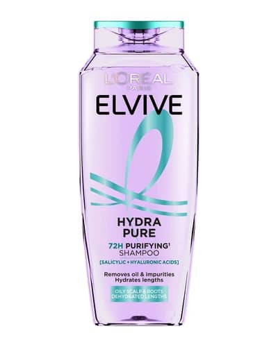 L’Oréal Paris Elvive Hydra Pure 72H Purifying Shampoo with Hyaluronic & Salicylic Acids for Oily Scalp & Dehydrated Lengths 500ml