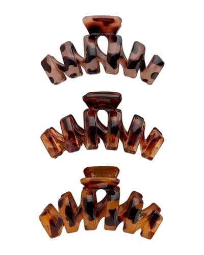 brushworks Pinze per Capelli Tartarugate - Confezione da 3