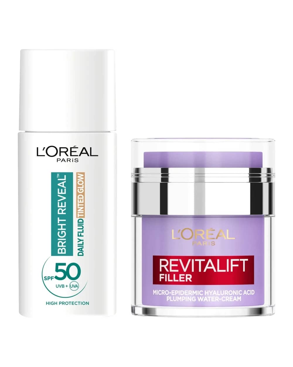 L'Oreal Paris Hyaluronic Filler Water Cream & Tinted Glow SPF50+ (Various Shades)