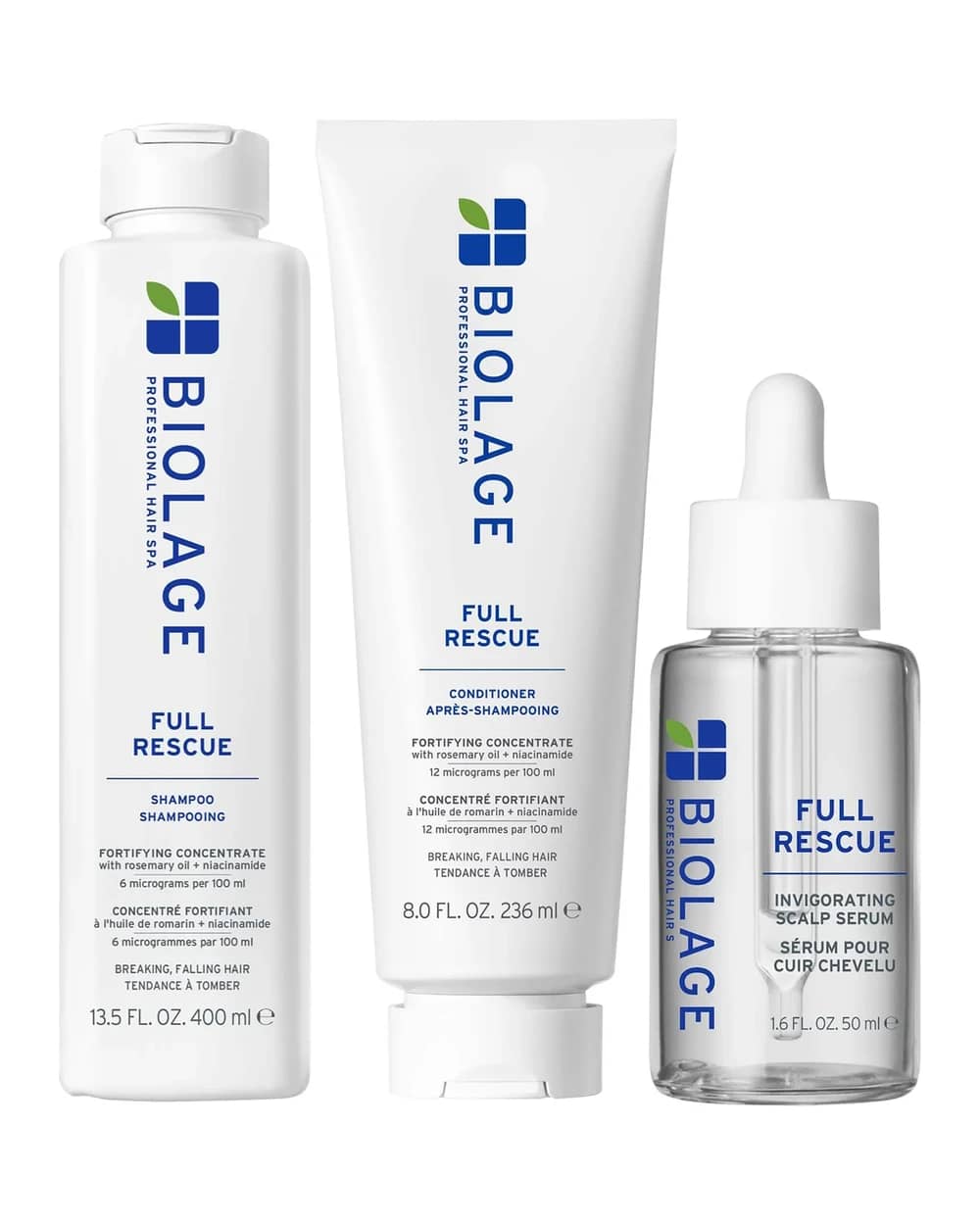 Biolage Full Rescue Shampoo 400ml, Conditioner 236ml and Oil-Balancing Serum 50ml Bundle