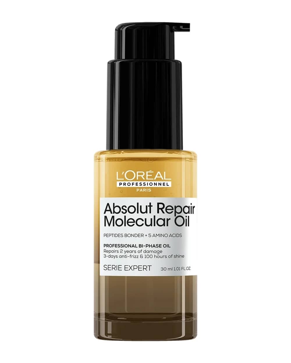 L'Oréal Professionnel Absolut Repair Molecular Bi-Phase Oil for Damaged Hair 30ml, High Shine & Molecular Repair