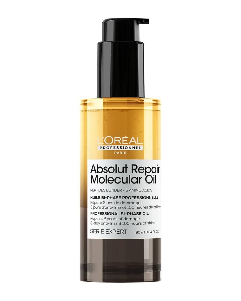 L'Oréal Professionnel Absolut Repair Molecular Bi-Phase Oil for Damaged Hair 90ml, 2x Benefit: High Shine & Repair