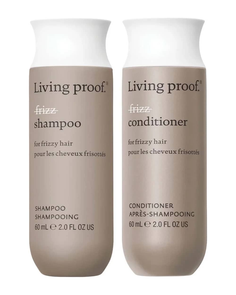 Living Proof No Frizz Shampoo and Conditioner Travel Size Bundle for Frizz Control, Smoothness and Shine