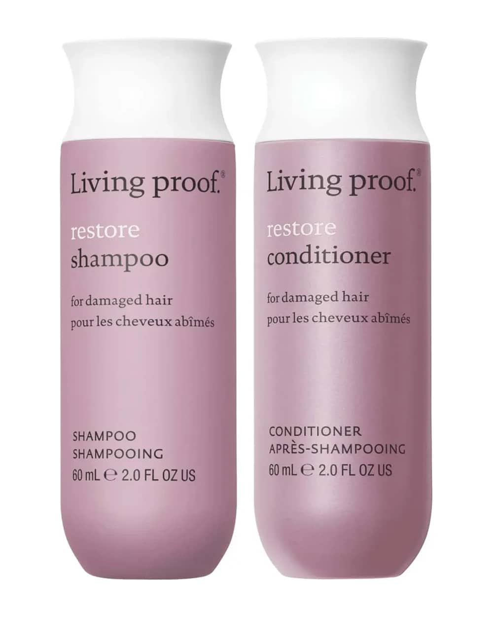 Living Proof Restore Shampoo and Conditioner Travel Size Bundle for Damage Repair, Strengthening and Shine