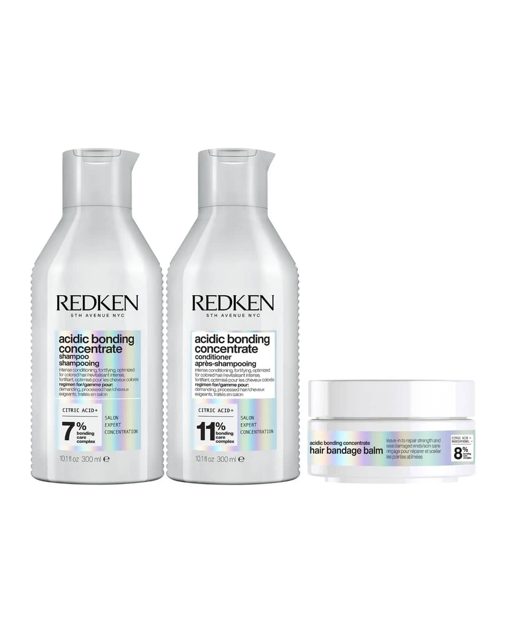 Redken Acidic Bonding Concentrate Hair Bandage Balm 75ml, Shampoo 300ml and Conditioner 300ml Bundle