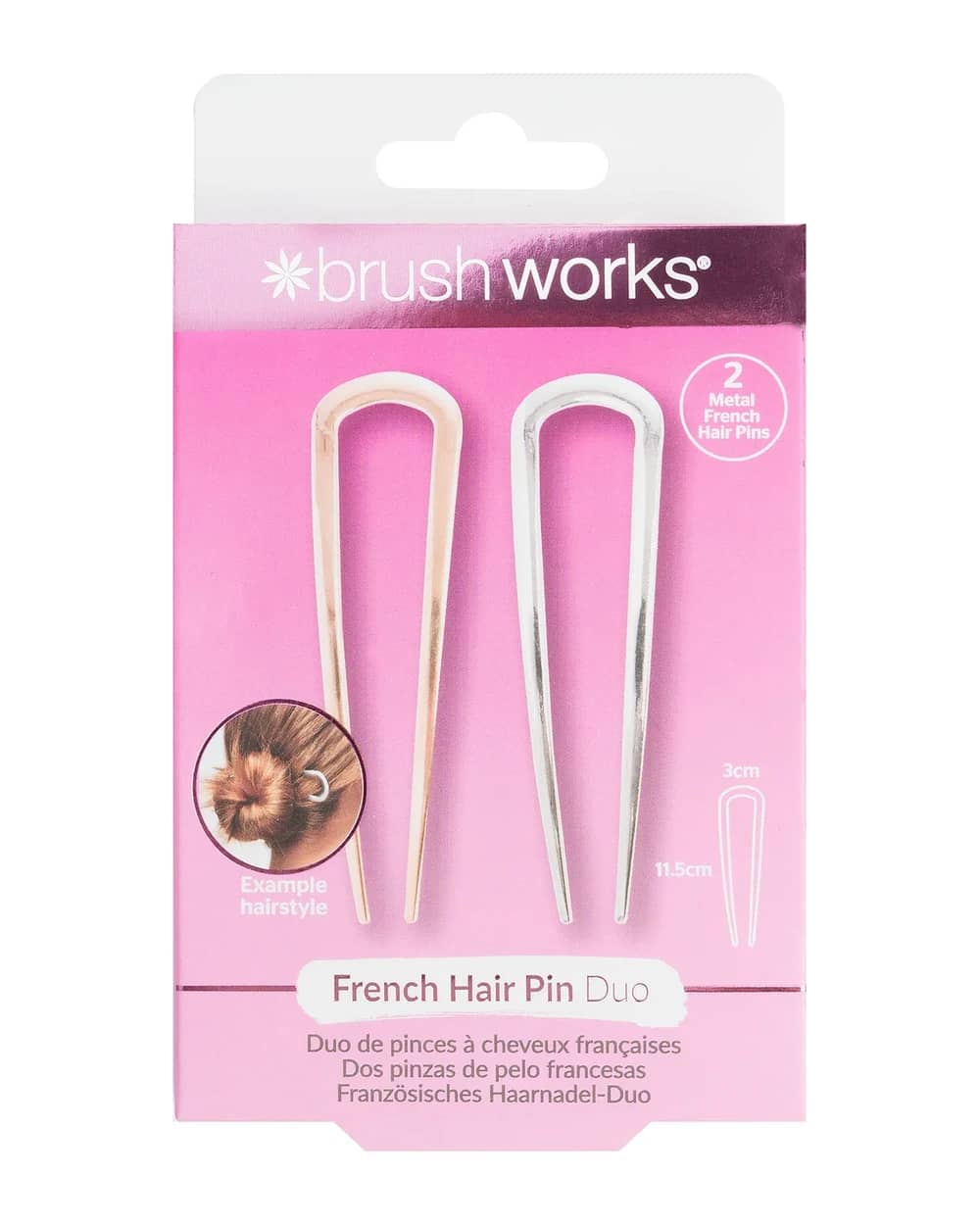 Brushworks French Hair Pin Duo - Gold & Silver